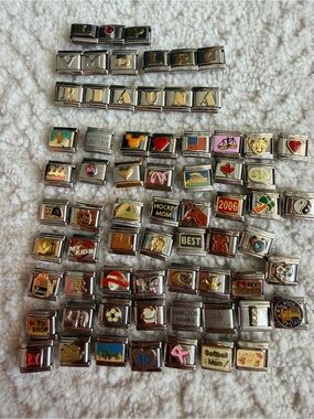 Vintage Y2K Italian Charm Bracelet Link Charms Stainless Steel Silver $15 EACH